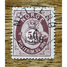 NORUEGA 1877 Yv. 30 ESTAMPILLA USADA 12 EUROS